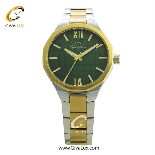 ساعت مچی اورجینال زنانه LdA | لوئیجی د آنا | Luigi d'Ana نقره ای-طلایی | طلایی-نقره ای| سبز یشمی تیره| کد رفرنس 2376